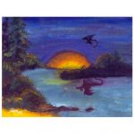 Dragon sunset painting artwork