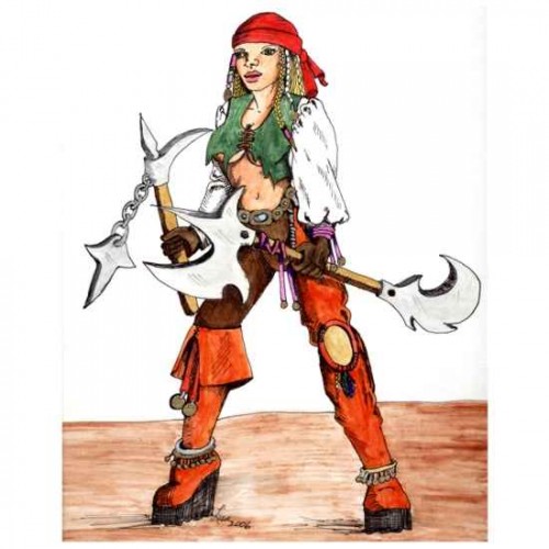 Pirate woman painting artwork